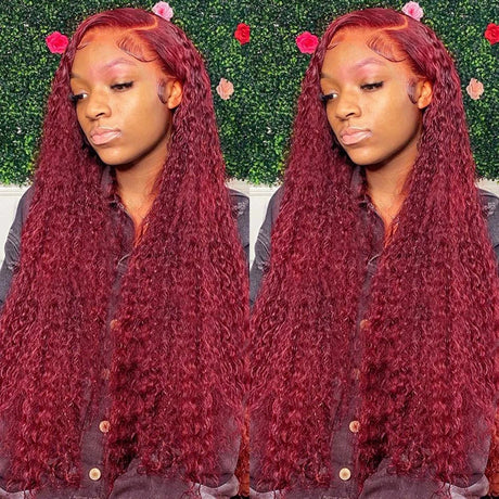 Burgundy Lace Front Human Hair Wig Loose