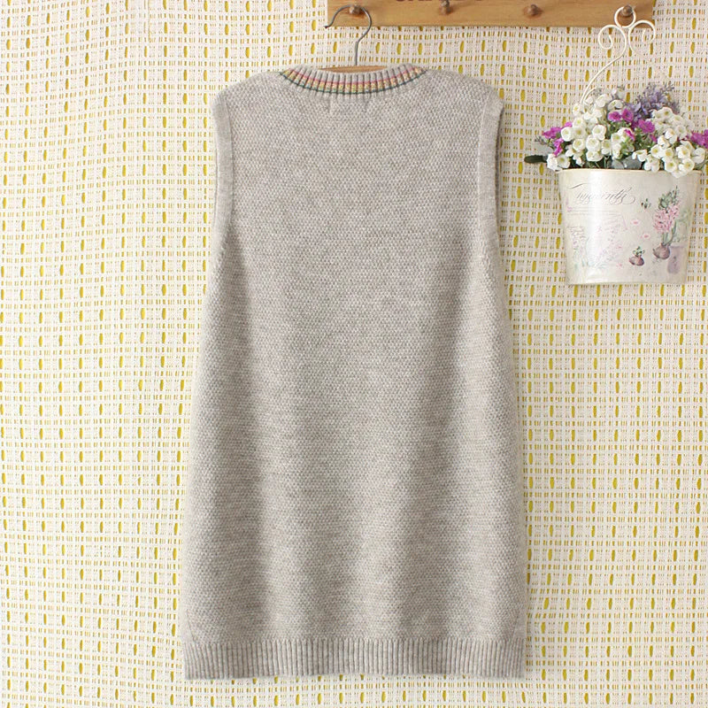 Sweater Vest Women Clothing 4Xl Loose Stripe Jacquard