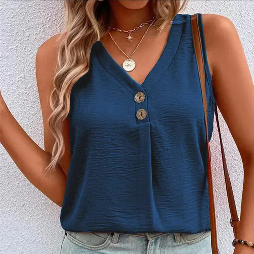 Womens V-Neck Sleeveless Tank Vest Tops Ladies Summer