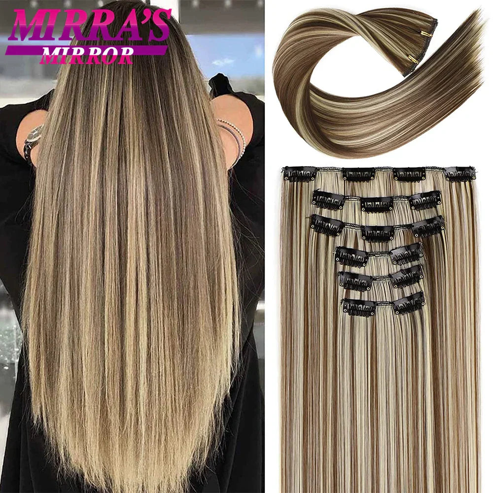 Synthetic Clip In Hair Extensions Pcs/Set Clips Long