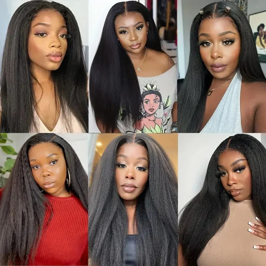 Kinky Straight Human Hair Wigs Glueless Wig Human
