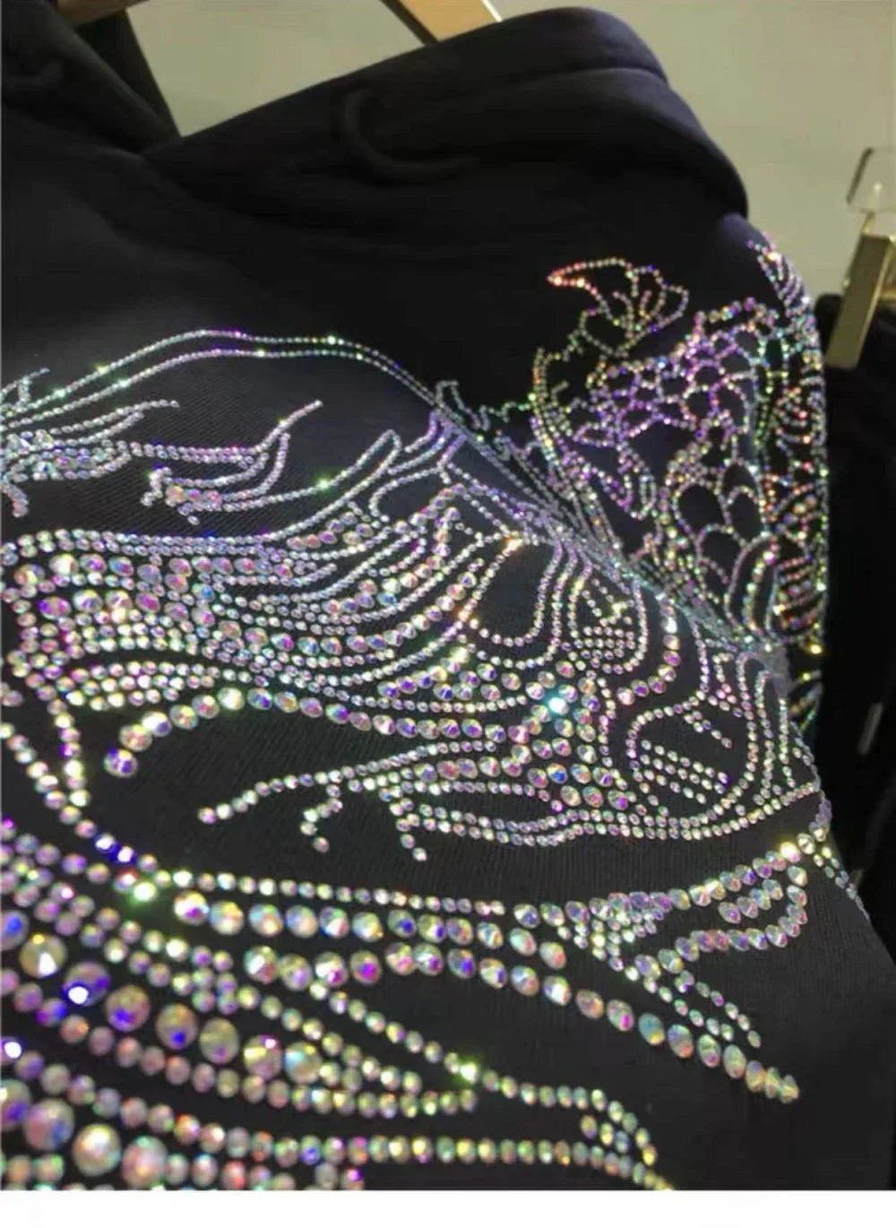Rhinestone Dragon Brand Women' Hooodies Fleece Thick