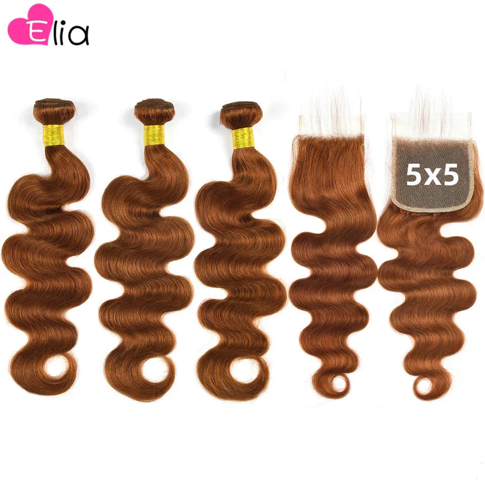 Ginger Bundles With Closure Human Hair Wig Bundles