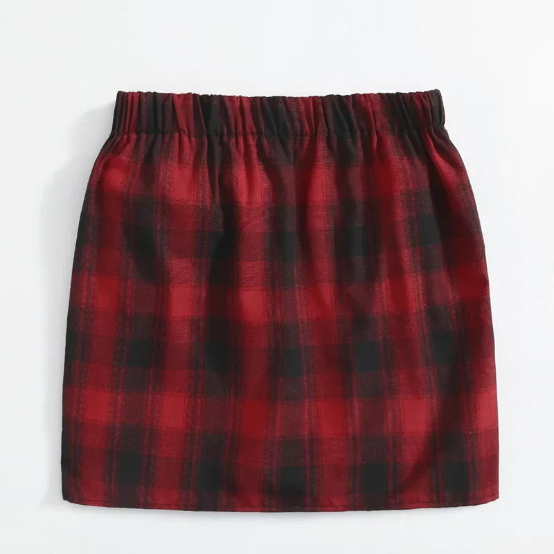 Plus Elastic Waist Summer Spring Casual Bandage Plaid