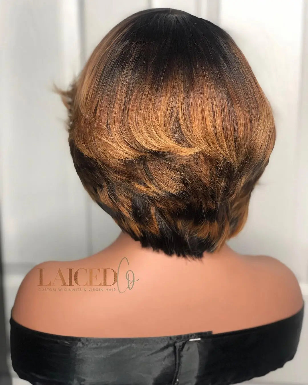 Short Bob Honey Blonde Ombre Colored Wig Straight