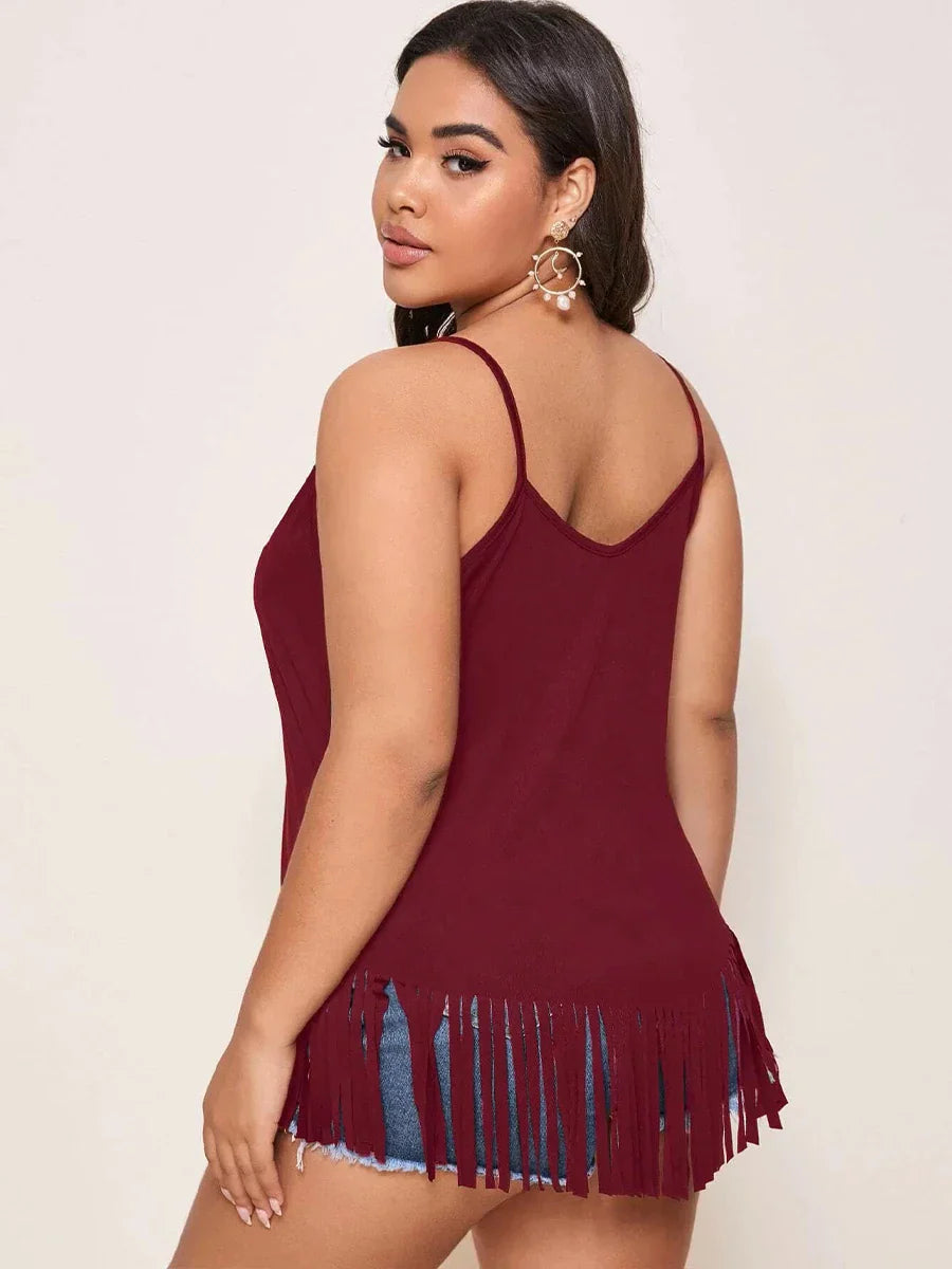 Finjani Women' Cami Slip Shoulder Fringe Hem Cami