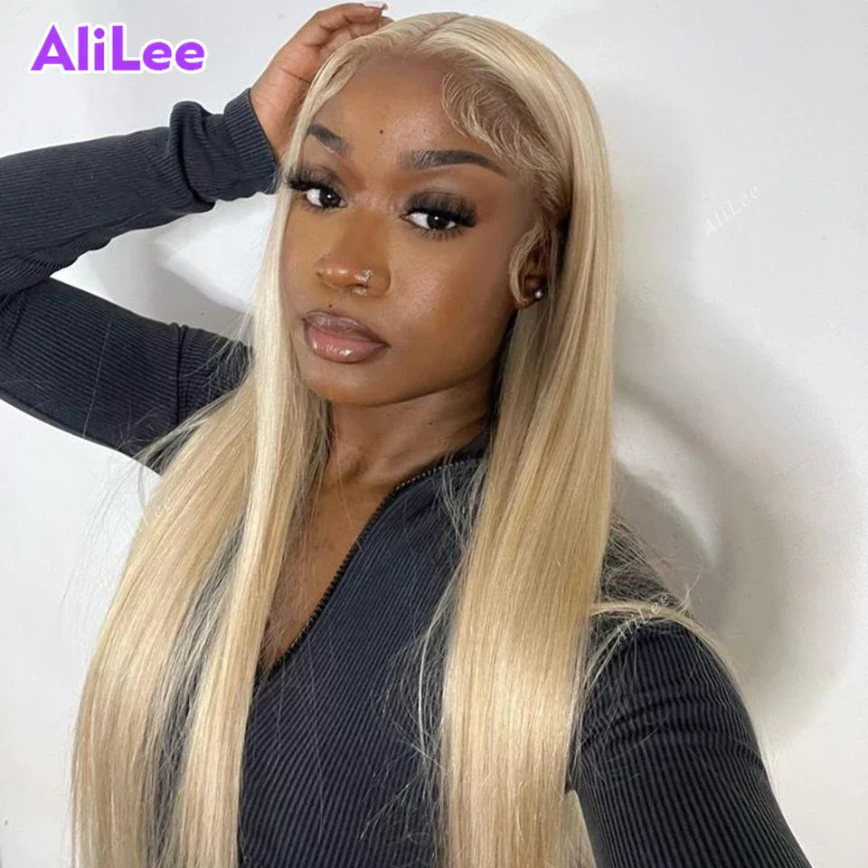 Ash Blonde Color Straight  Lace Frontal