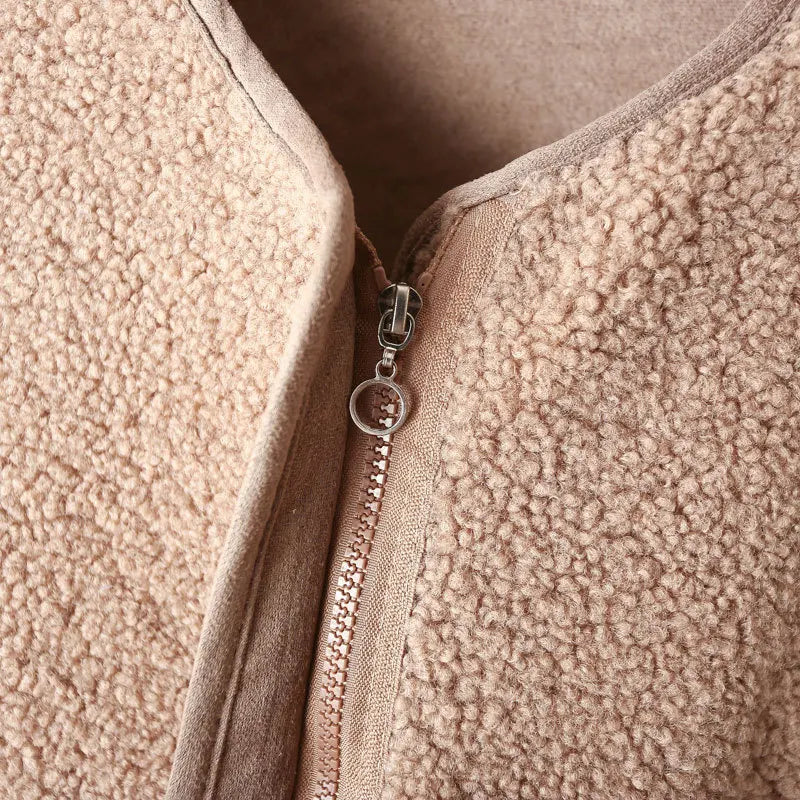 Womens Fleece Jacket Autumn Casual Clothing Senior Sleeveless