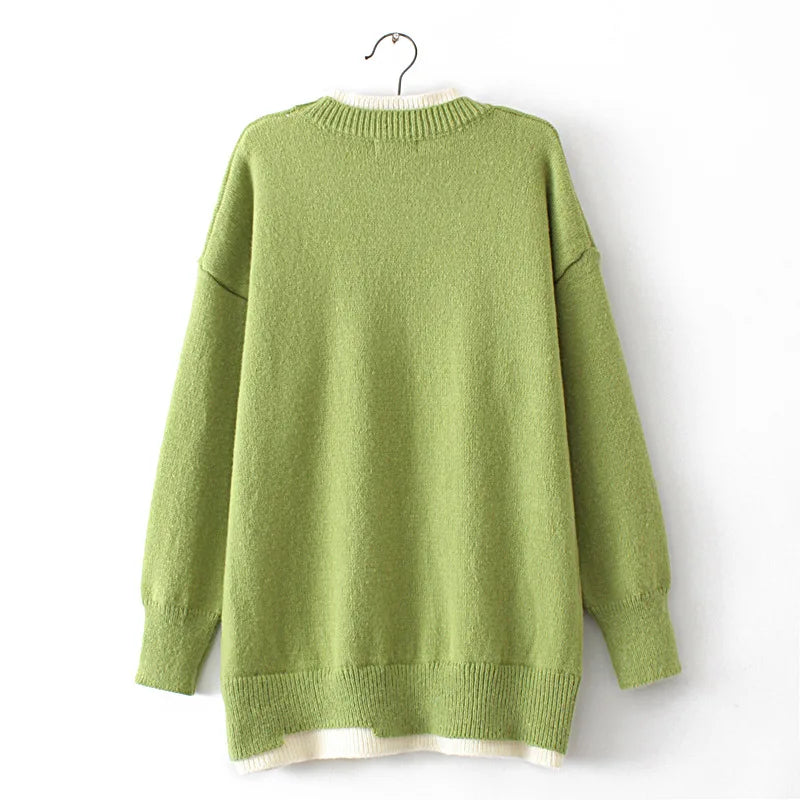 Winter Warm Sweater Woman Clothing 4Xl Loose Curves