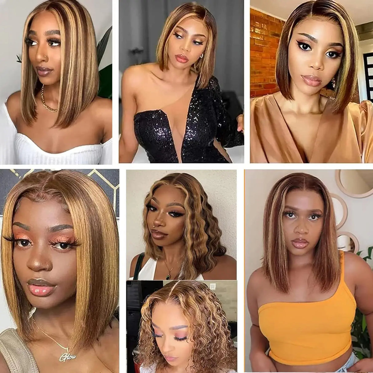 Honey Blonde Ombre Lace Front Bob Wig 180% Human Hair