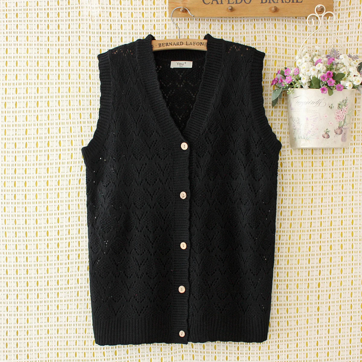Sweater Vest Women Clothing 4Xl Loose Fit High