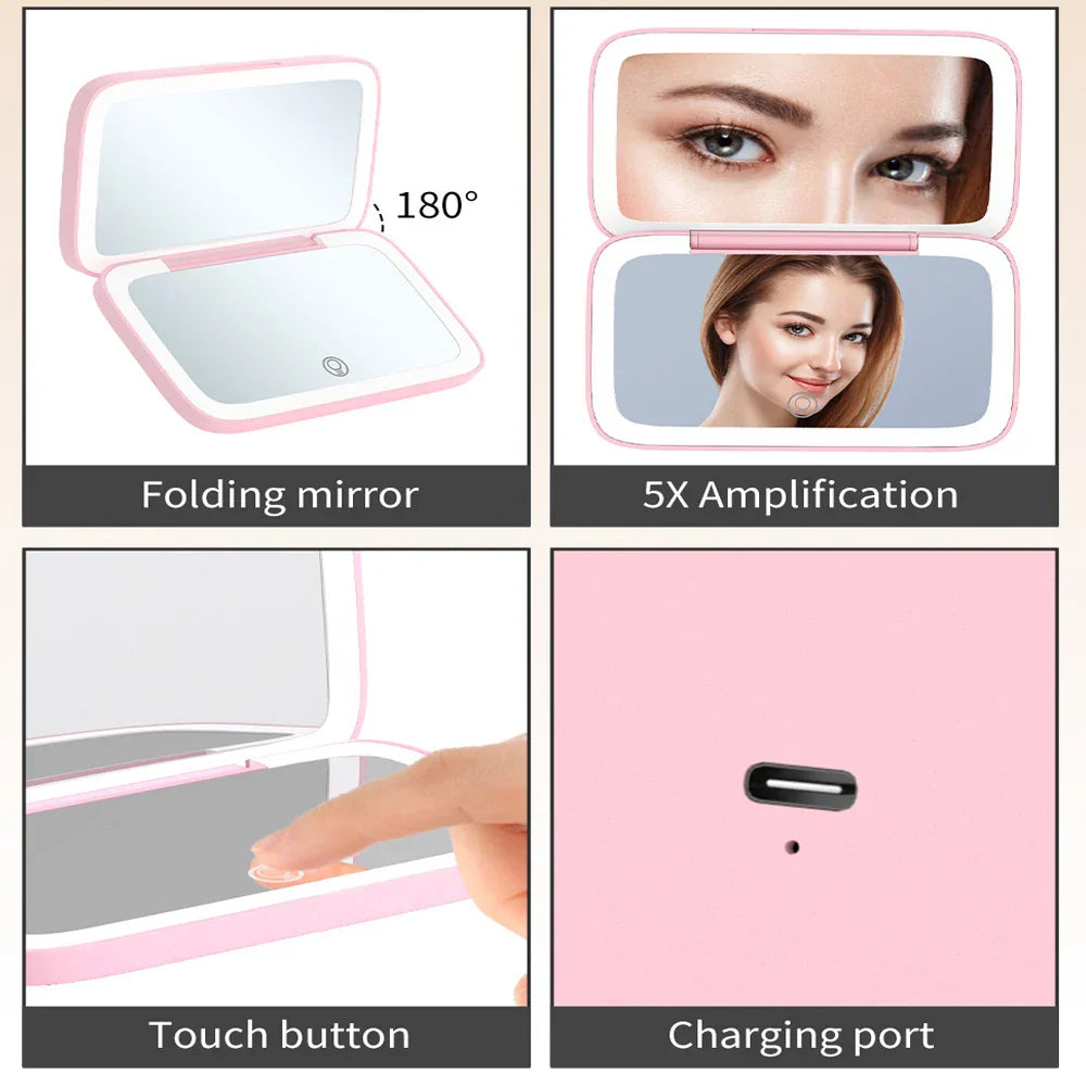 Led Rechargeable Makeup Mirror With X Magnifying