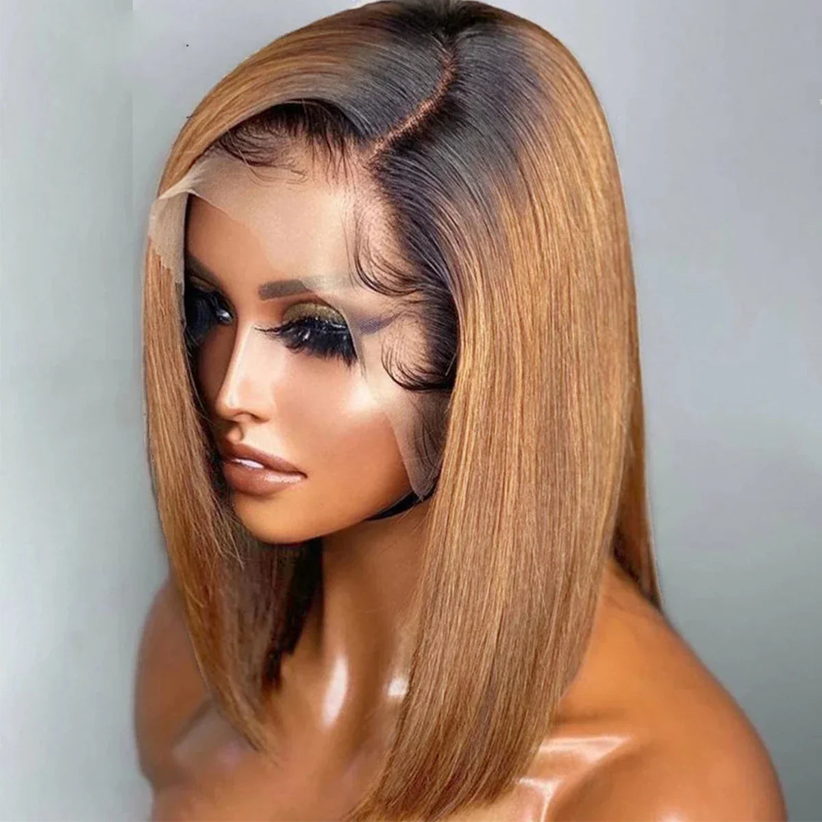 Short Ombre Honey Blonde Bob Wig With Baby