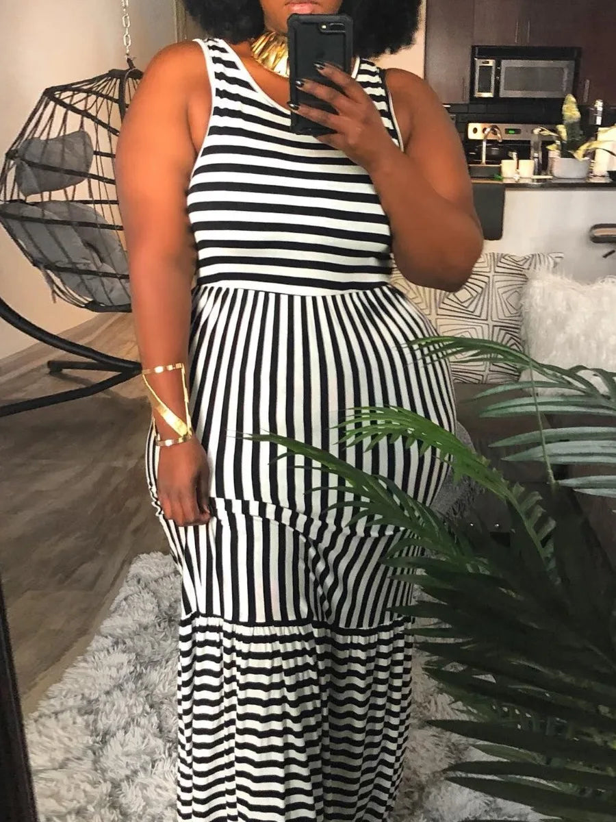 Lw Striped Bodycon Cami Dress Summer Sleeveless Dress