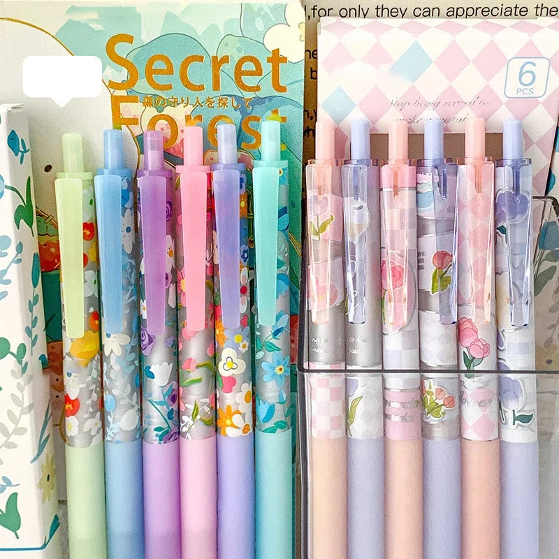 Floral Gel Pens Transparent Black