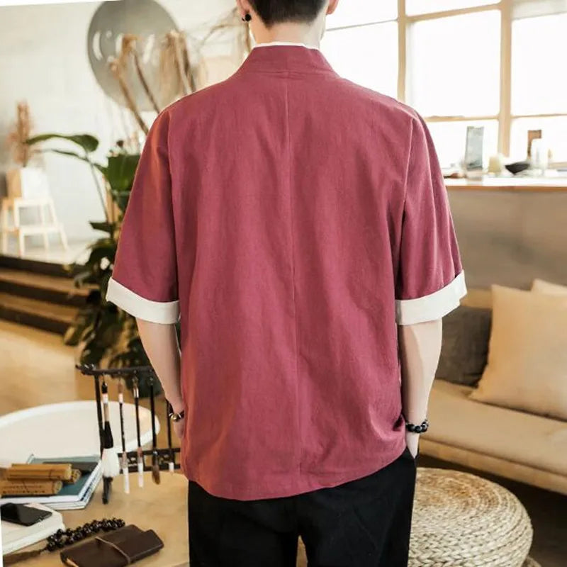 Summer Men' Kimono Jackets Cardigan Lightweight Casual Cotton