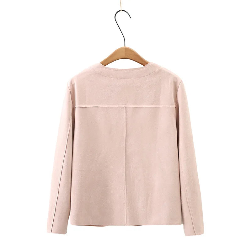 Womens Stylish Suede Jacket Autumn Casual Clothing Fashion