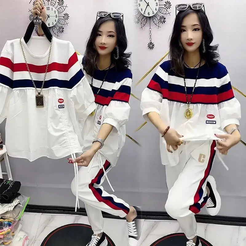 New Fashion Set Women'S Slim Loose Fit Large