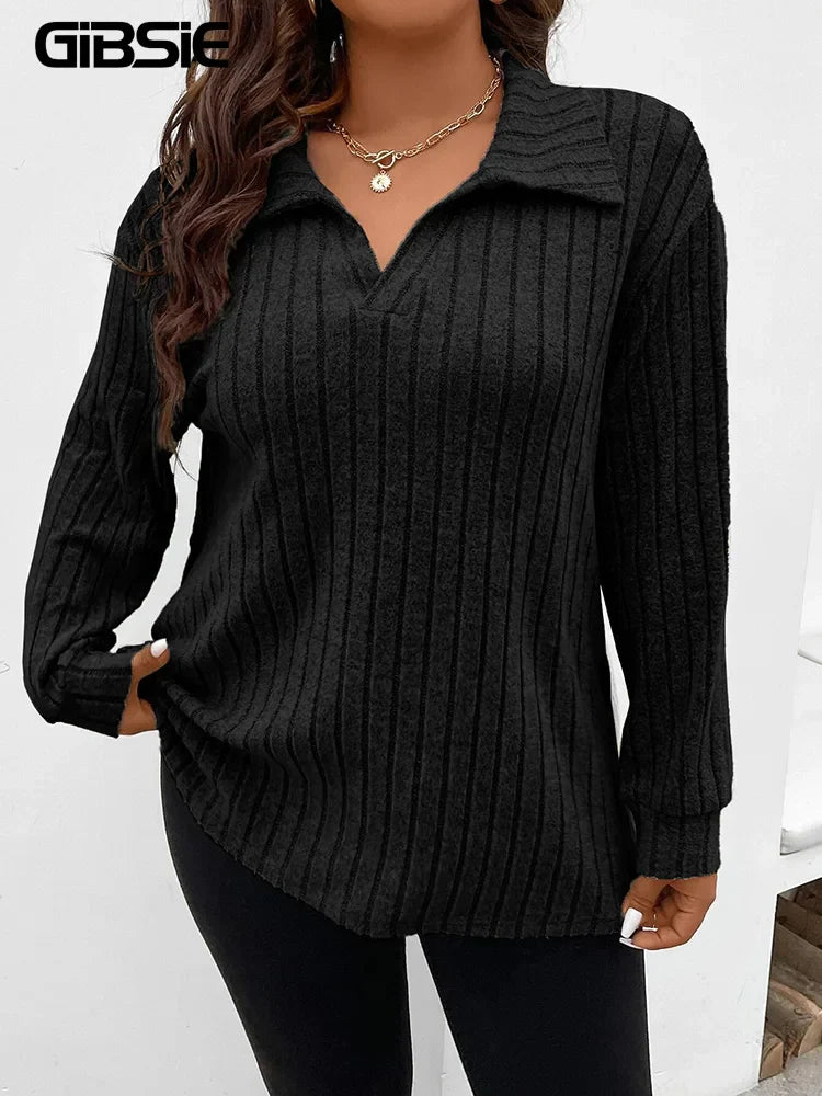Gibsie Tshirt For Women Spring Fall Polo Collar