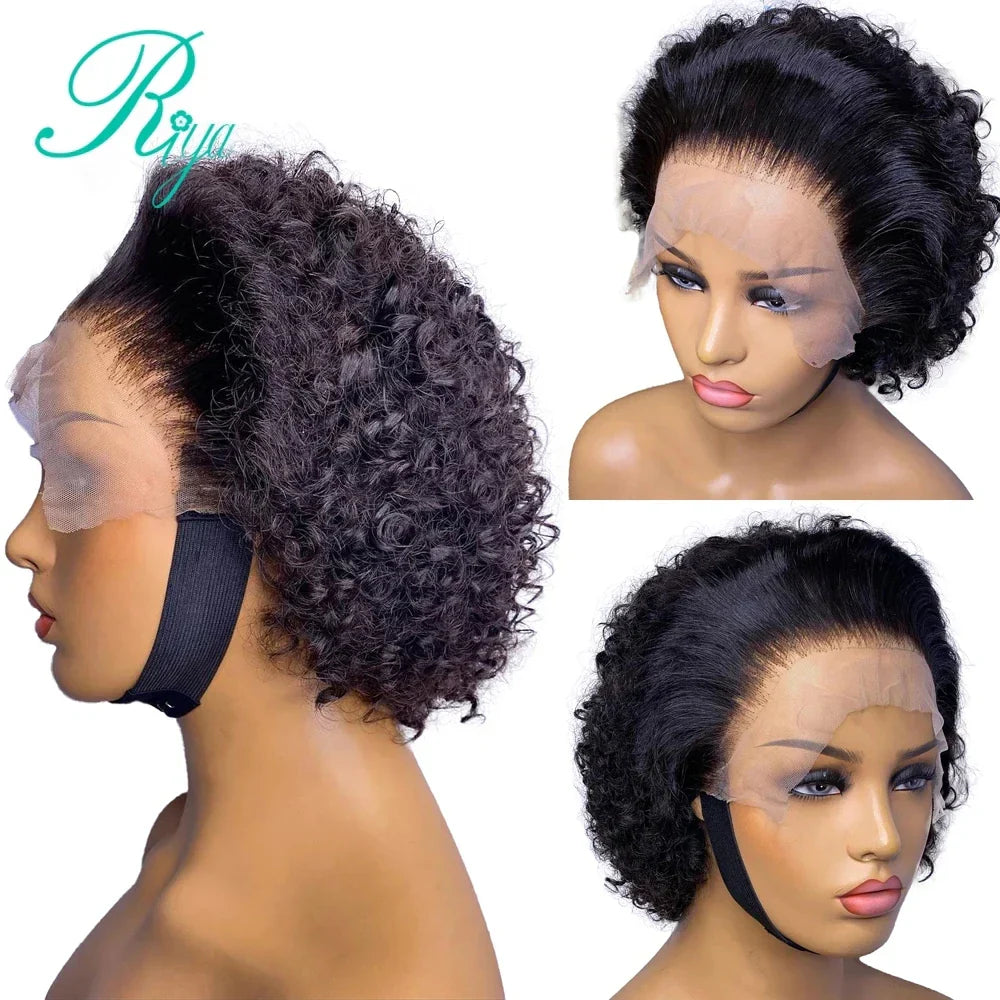 Short Pixie Bouncy Curly Bob Cut X Lace