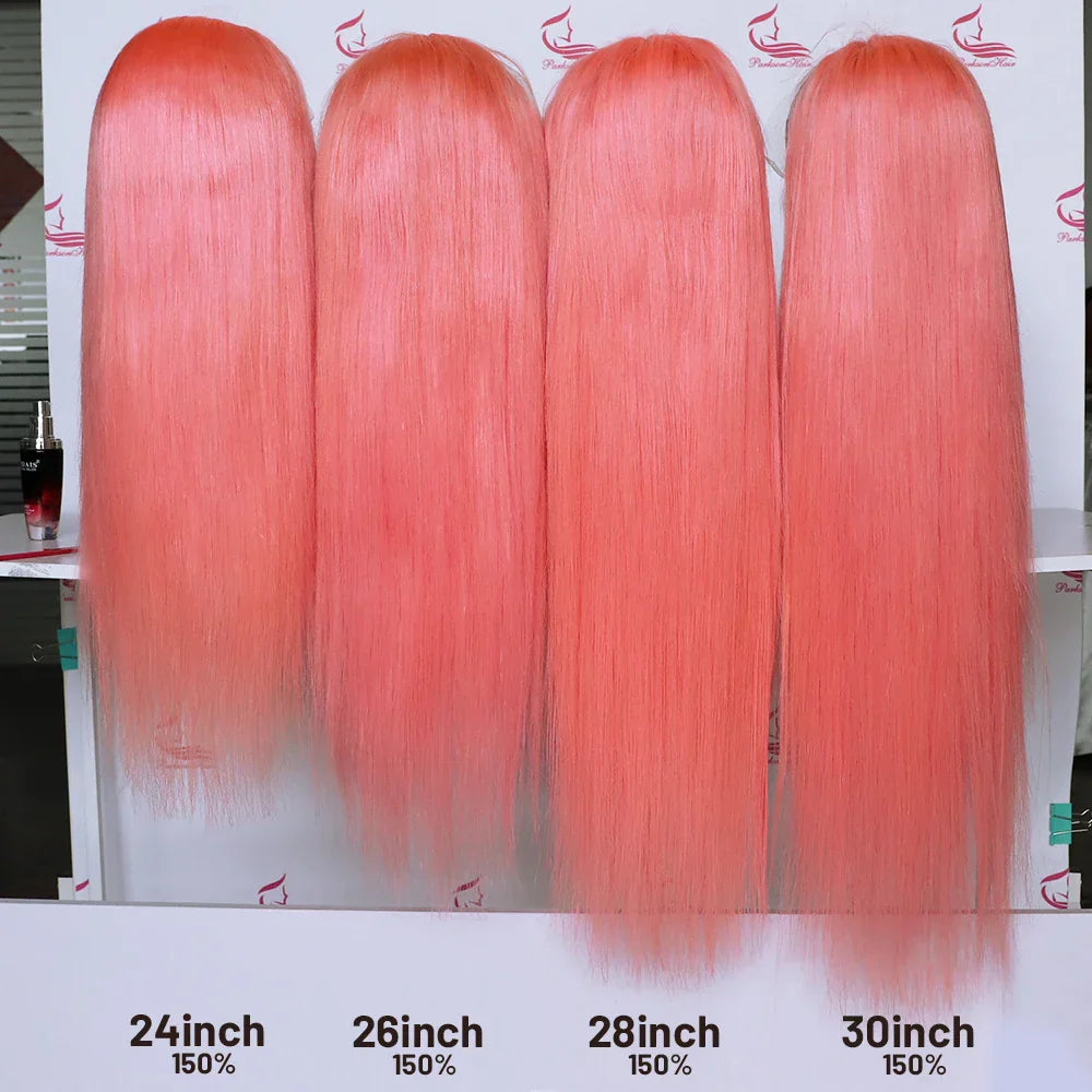 Pink 13X6 Transparent Lace Front Wig Straight Wigs
