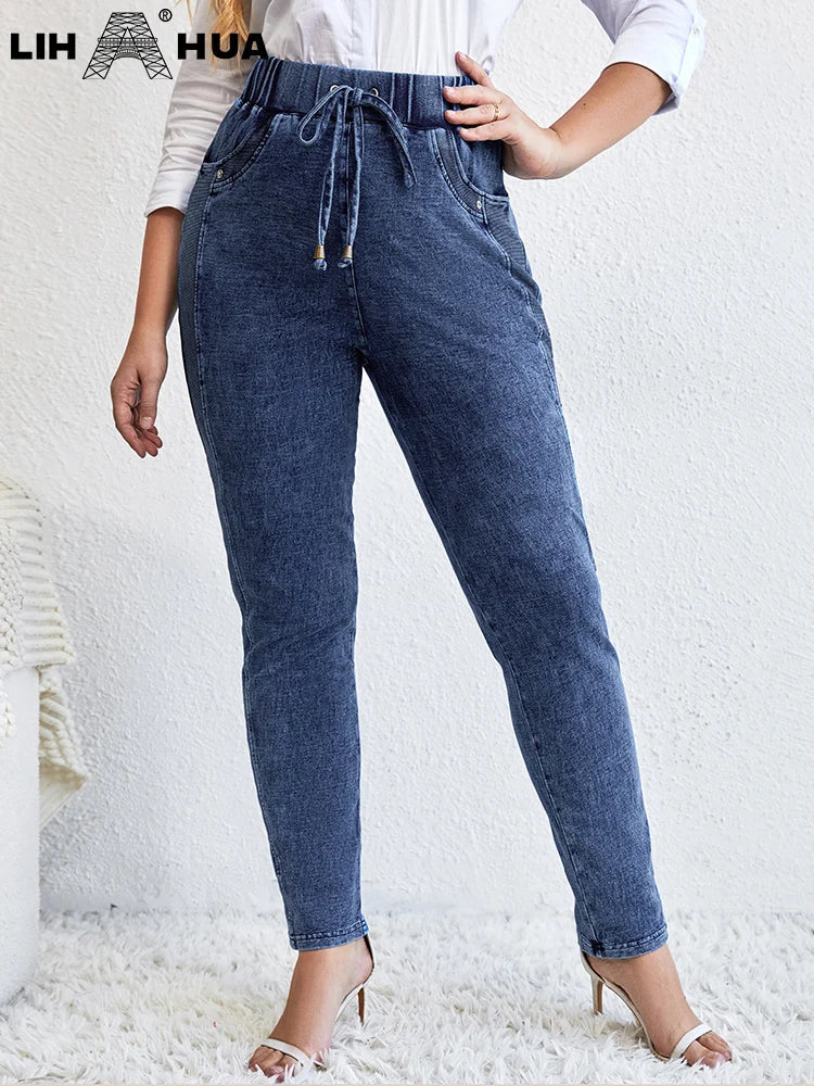 Lih Hua Women' Jeans Autumn High Stretch Cotton