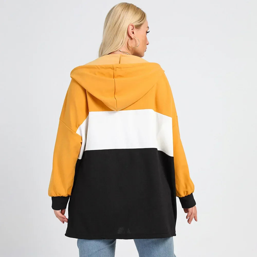 Women Loose Casual Hoodies Top Drop Shoulder O-Ring