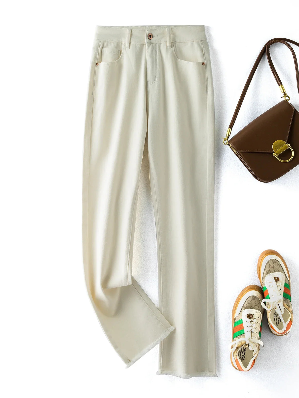 White Jeans For Women Straight Fitting Spring Autumn