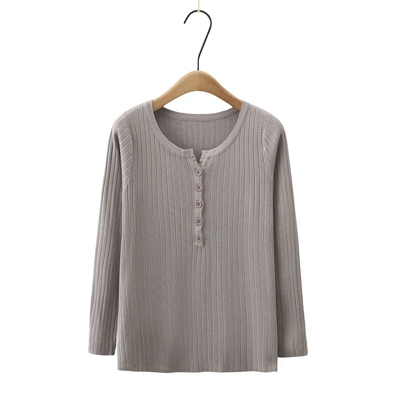 Solid Color Mercerized Cotton Sweaters Womens Autumn Winter