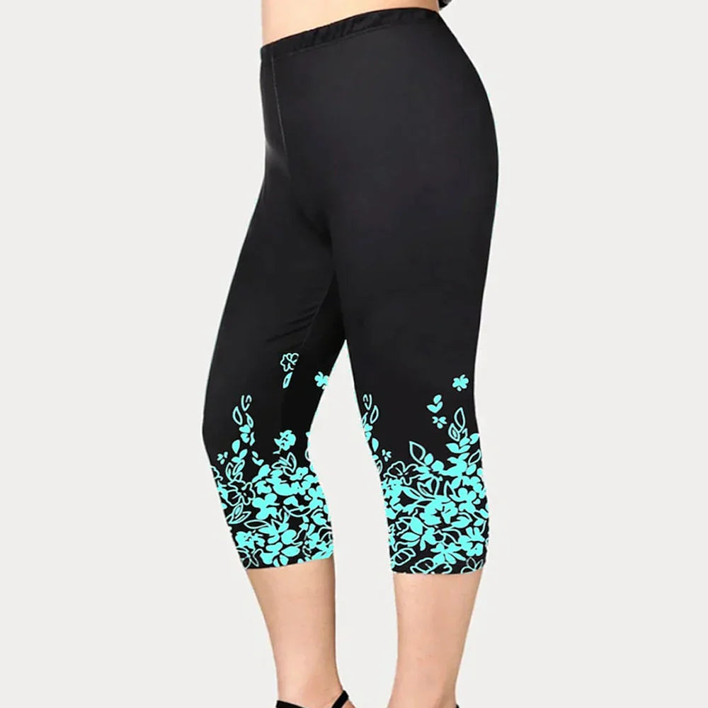 Summer New Casual Sports Yoga Capri Women Floral