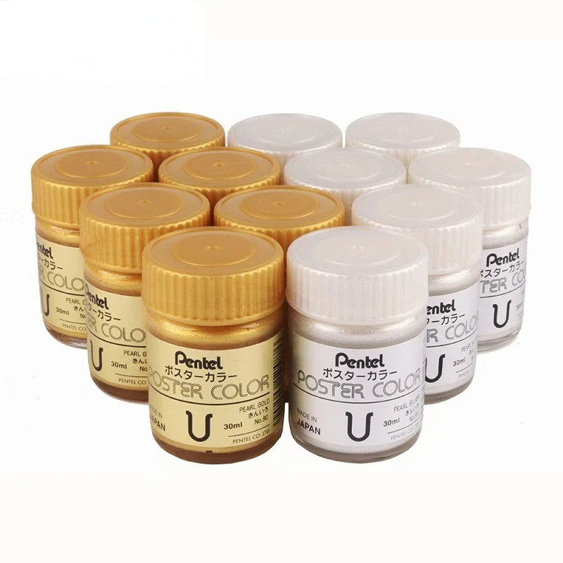 Bottled Gold And Silver Ink Pigment Art