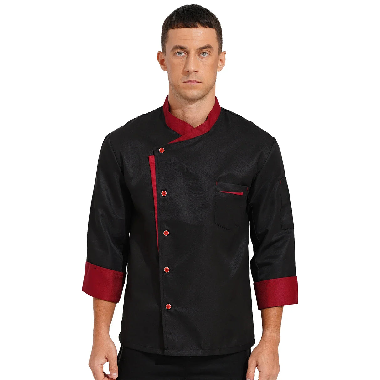 Men Chef Shirt Long Sleeve Cosplay Jacket Kitchen