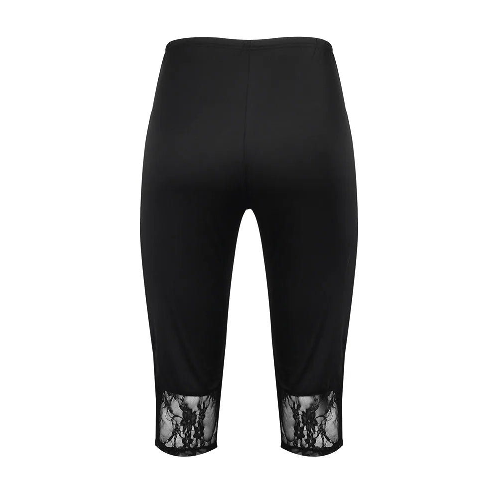 Womens Lace Leggings / Cropped Pants Trim Stretchy