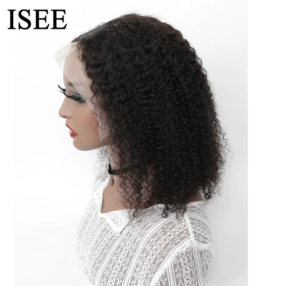 Isee Hair Mongolian Kinky Curly Bob Wig Lace