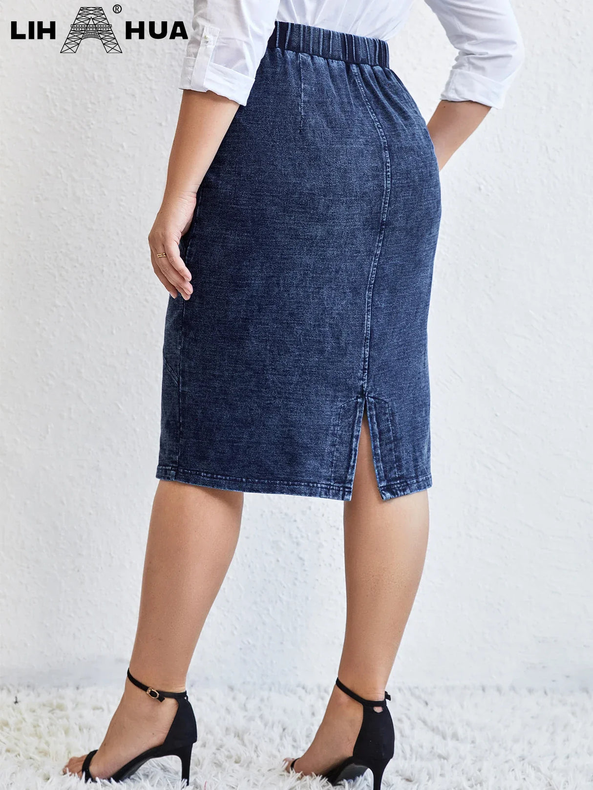 Lih Hua Women' Denim Skirt Chic Elegant Skirt