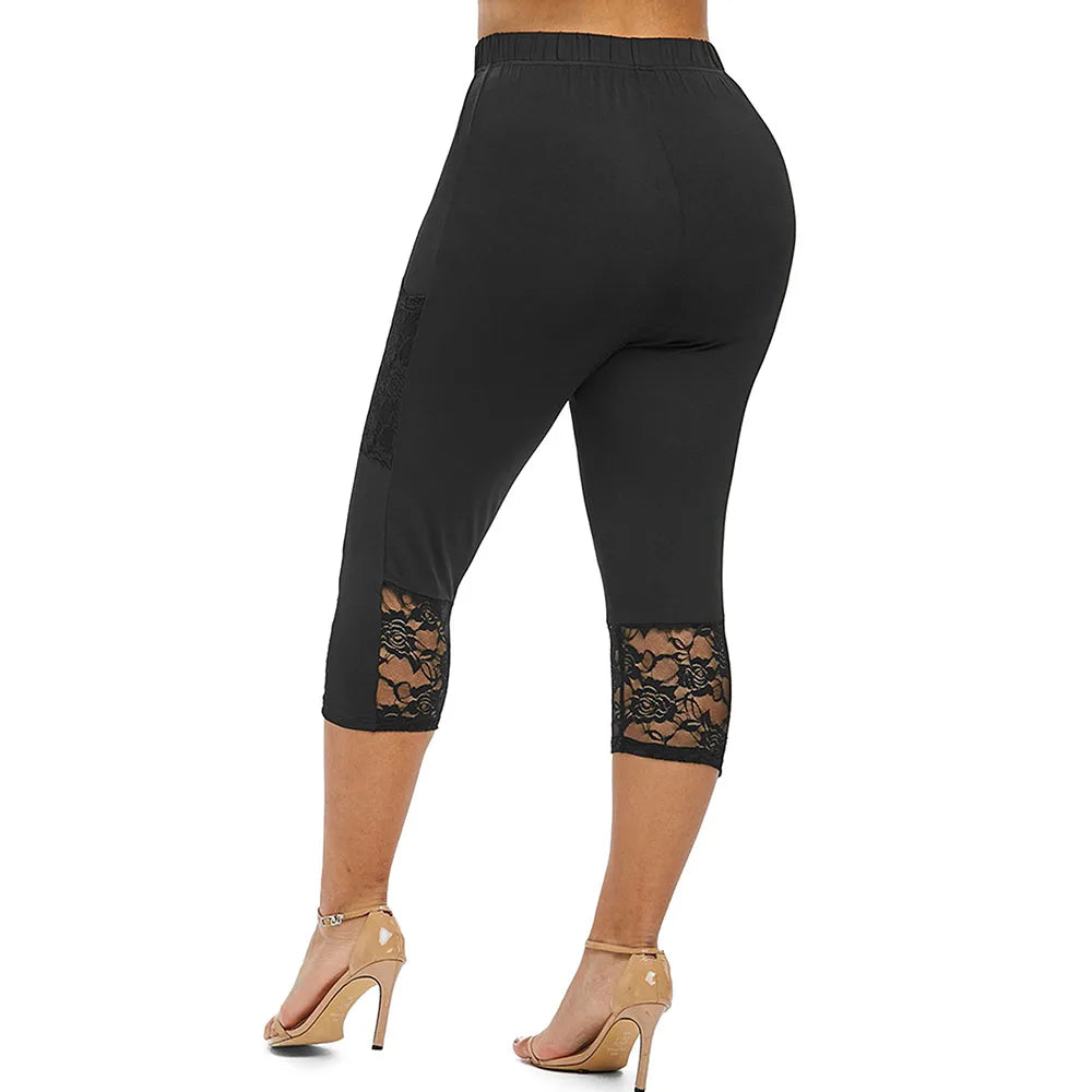 Womens Lace Leggings / Cropped Pants Trim Stretchy