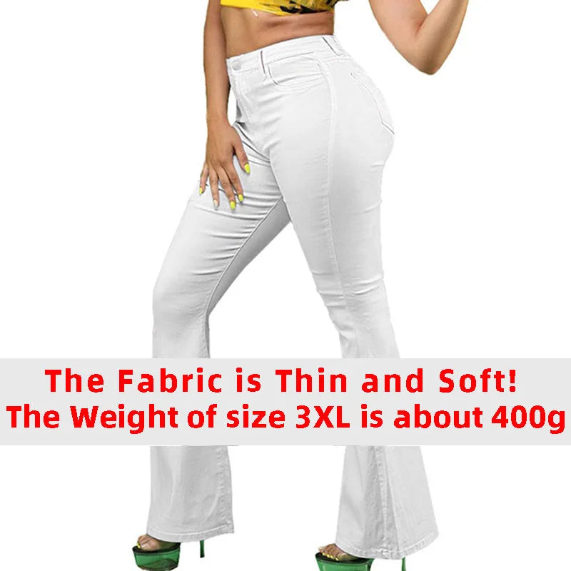 Loose Comfortabl White Flare Jeans 3Xl Streetwear Women