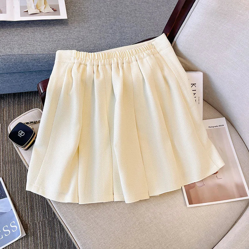 Women' Thin Pleated Skirt, Simple Short Skirt, Female
