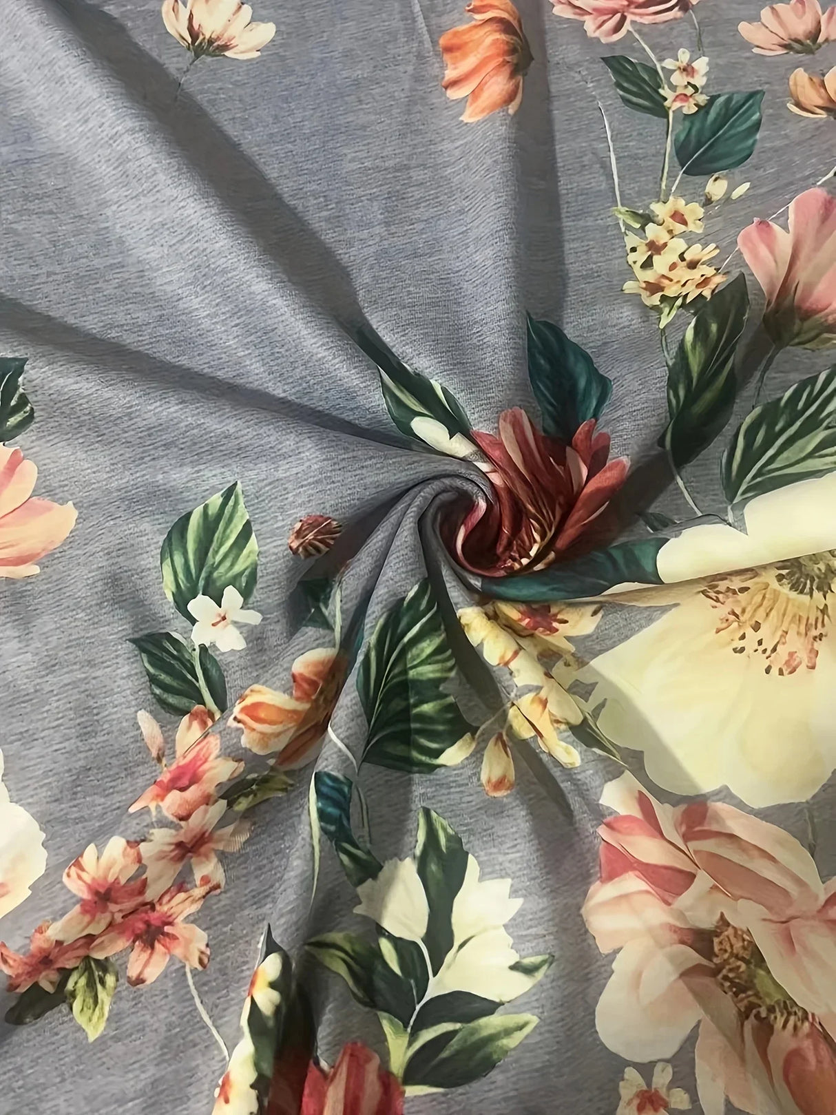 Women Long Sleeve V-Neck Flower Print Casual Loose