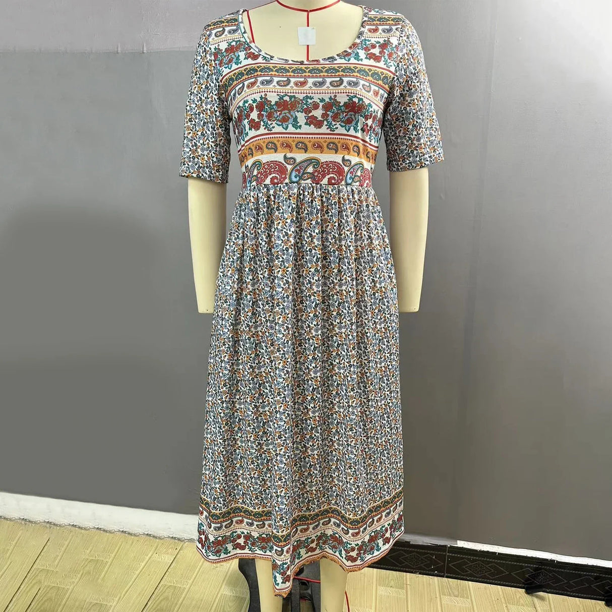 Vintage Boho Stripe Print Women Sundress Summer Fashion