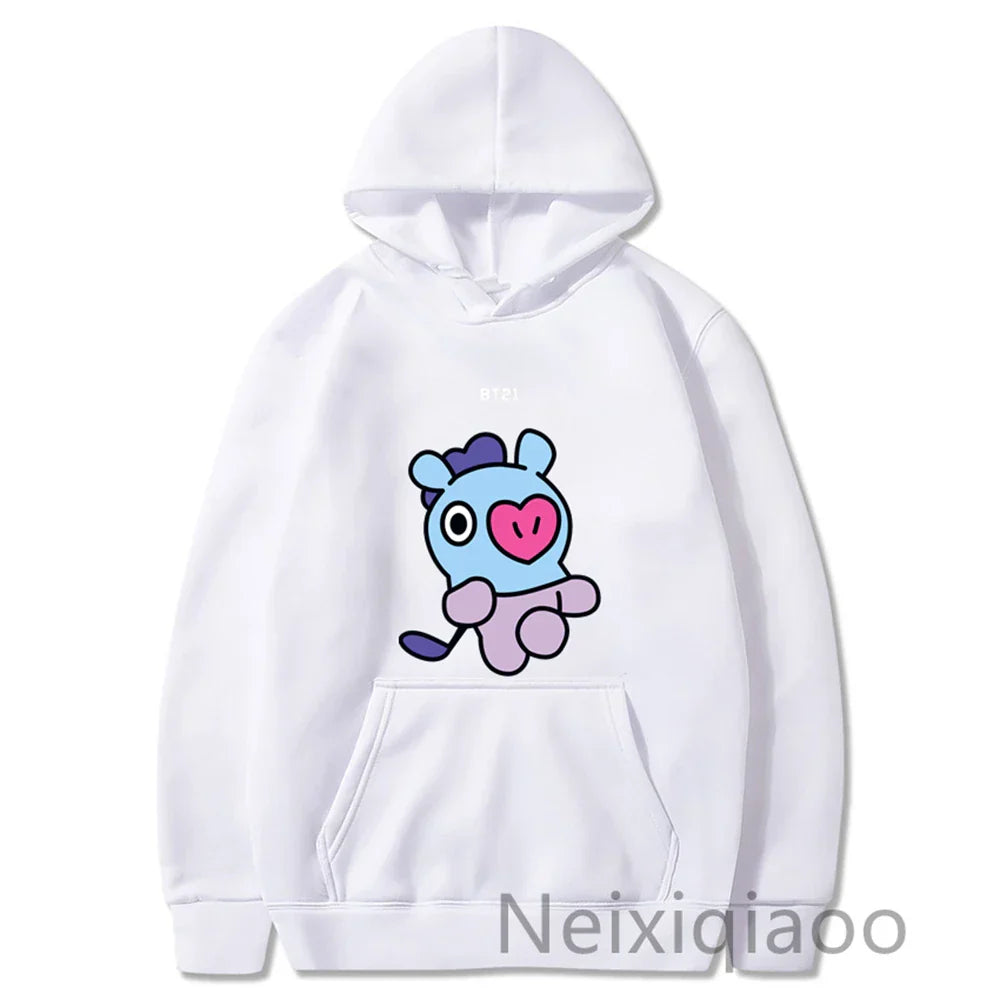 Bt21 Cartoon Prints Hoody Women Men Casual Hoodies