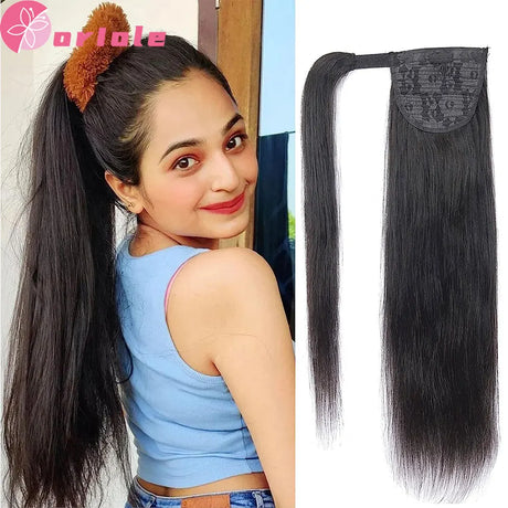 Water Wave Ponytail Human Hair Wrap Around Ponytail