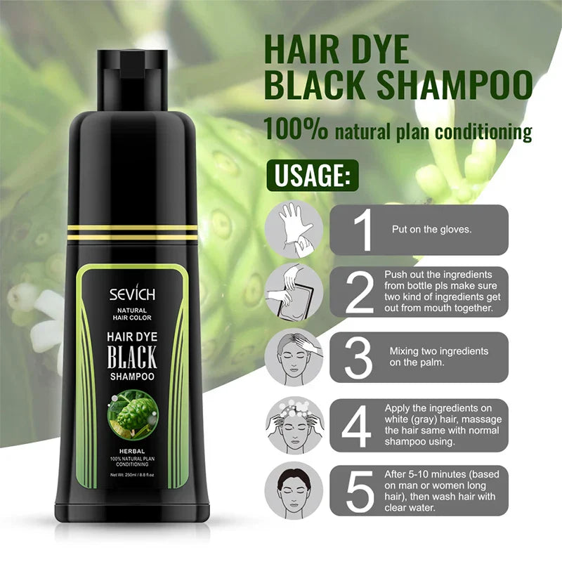 Sevich Natural Organic Fast Hair Dye Shampoo Black