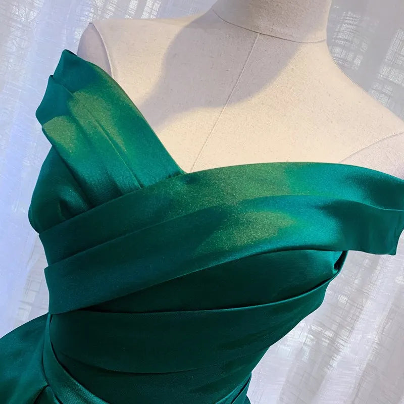 Sexy Boat Neck Satin Wedding Bridesmaid Maxi Dress