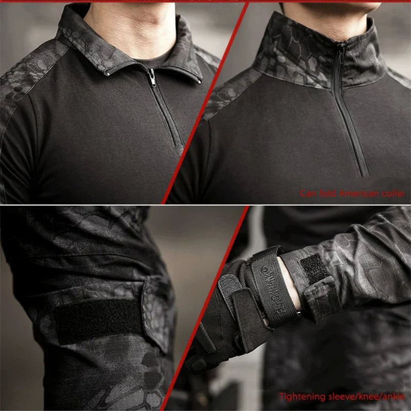 Men' Tactical Suit With Pads Combat Shirt/Pants Military