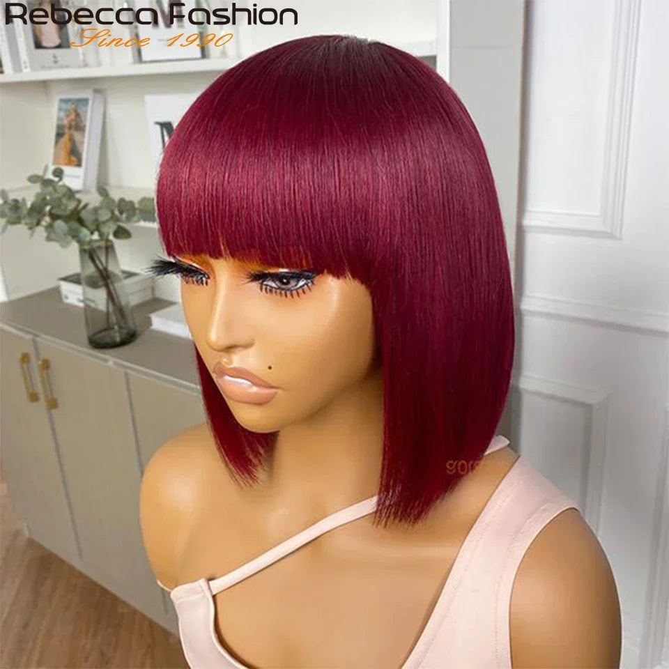Colored Short D Straight Brazilian Human Hair