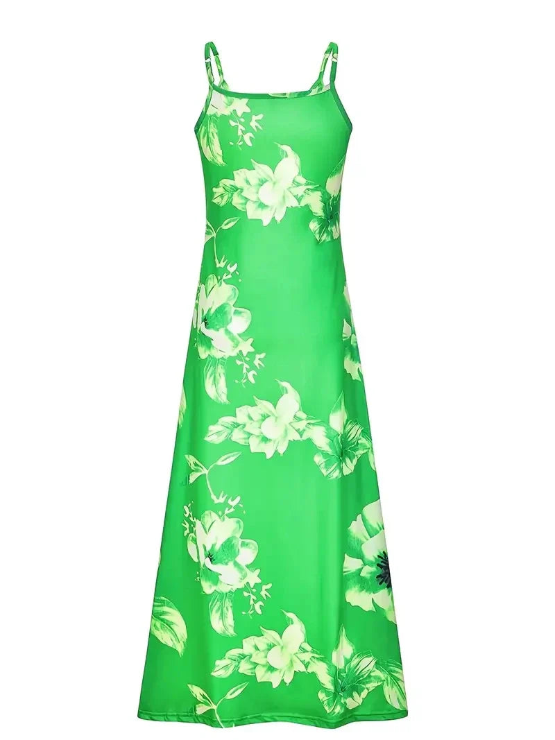Lady Spring Summer Dress Women V-Neck Long Dresses
