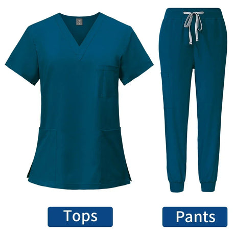 Women's Surgical Scrubs Set - Top & Pants for Nursing & Beauty Salon