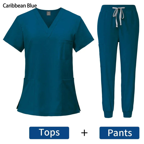 Women's Surgical Scrubs Set - Top & Pants for Nursing & Beauty Salon