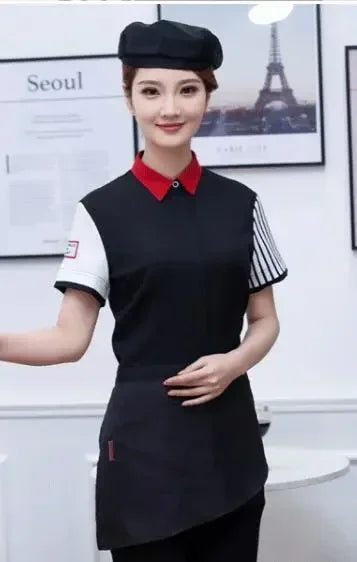 Top Workwear Shop Short-Sleeved Coffee Tea Waitress Restaurant